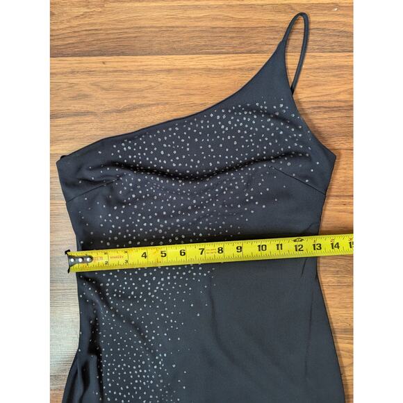 Vintage Y2K Rampage Navy Blue Shimmer Slip Dress Size Medium - Asymmetrical - Picture 5 of 7